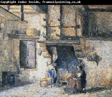 Camille Pissarro Die Kuche in Piettes Haus, Montfoucault